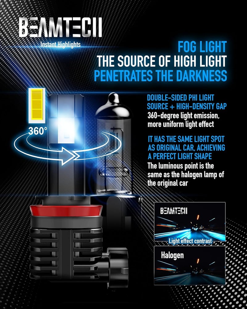 BEAMTECH H11 Fog Light Bulb H8 H9 Fog Replacement - Image 4